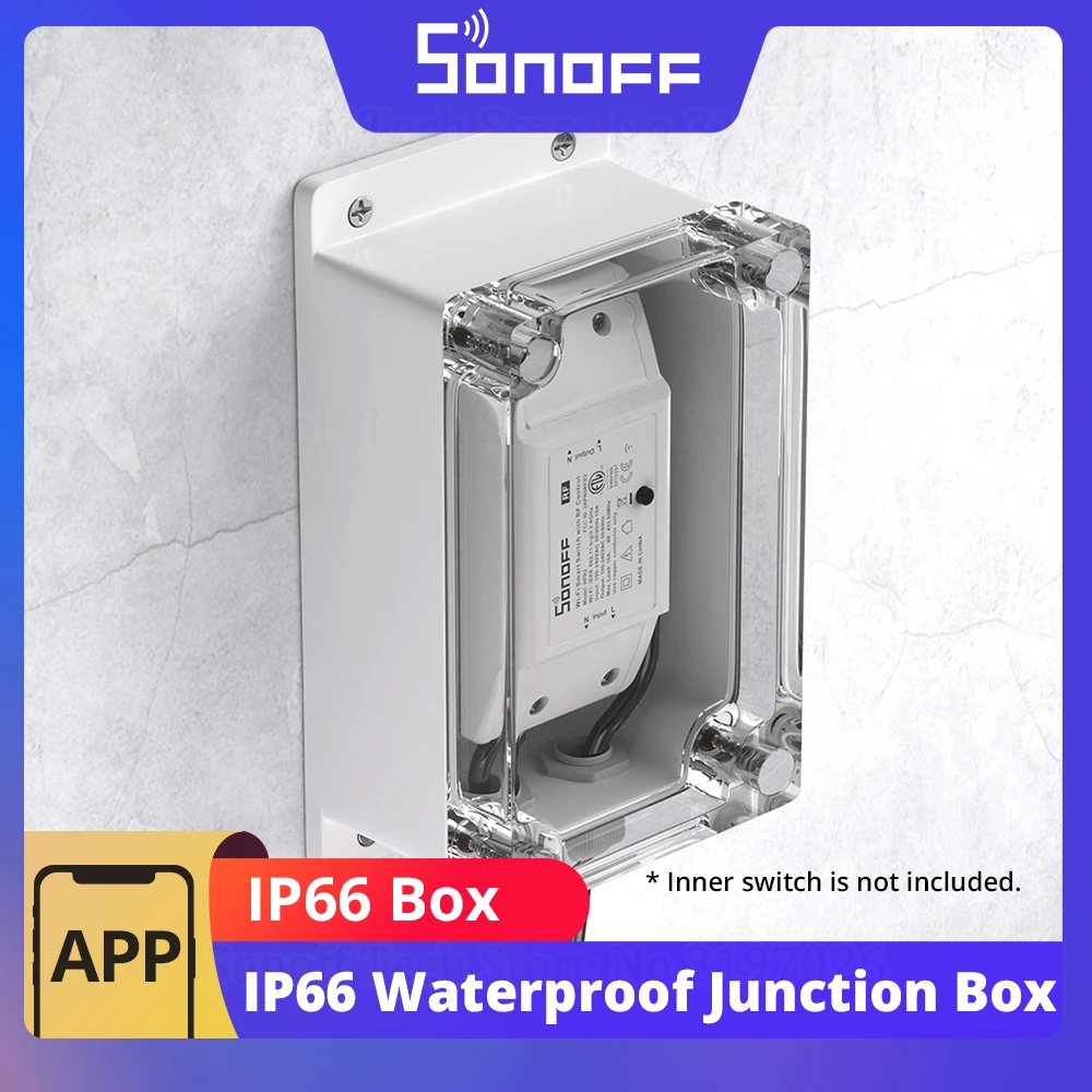 SONOFF IP66 Waterproof Junction Box Water-resistant Impact Shell Compatible With BASICR2/BASICR4/RFR2 Smart WiFi Switches