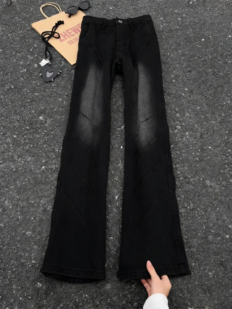 

Waed Bla Pleated Flared Men's Jeans High Waist Straight Workwear Pants American Sle Cleanfit Trendy High Street