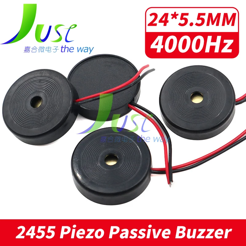 10PCS 2455 4000Hz Passive Buzzer With Wire Piezoelectric Speaker 24MM 24*5.5MM 24x5.5mm 30V Low Power Consumption Electronic DIY