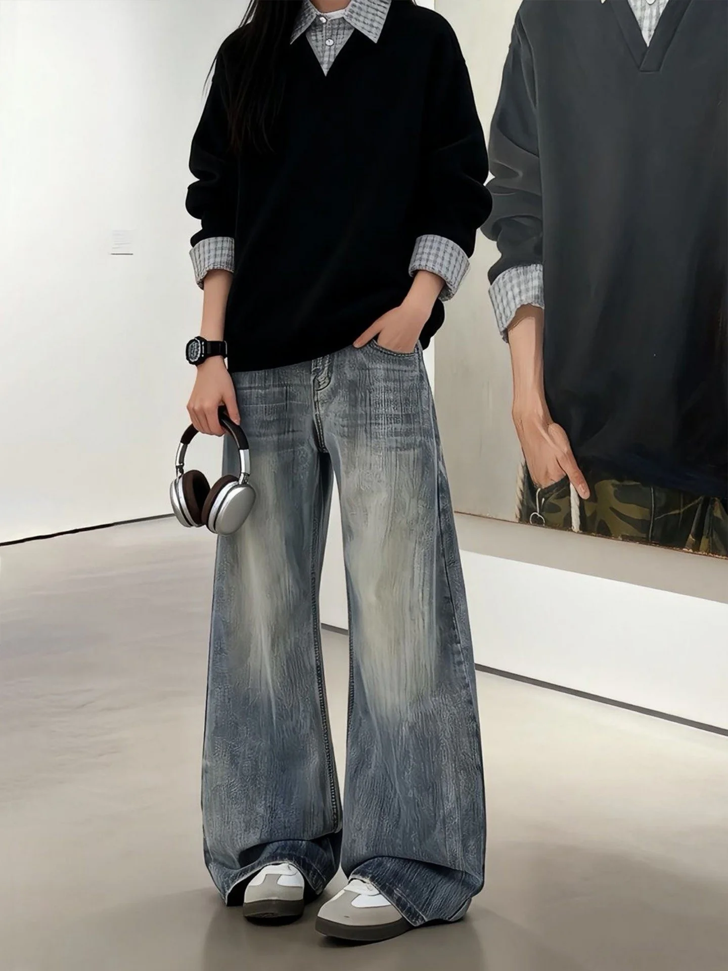 

Мужские джинсы Cleanfit Wide Leg: свободные, с высокой талией, прямые, расклешенные, повседневные, комфортные, из денима