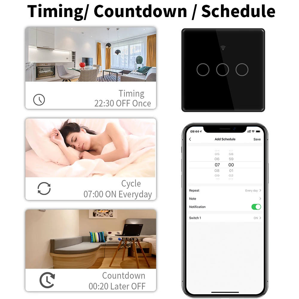 Sakelar Pintar WiFi Sakelar Sentuh Dinding Lampu UE 220V Membutuhkan Kawat Netral Tuya Kehidupan Pintar Bekerja dengan Alexa Google Home 1/2/3/4 Gang