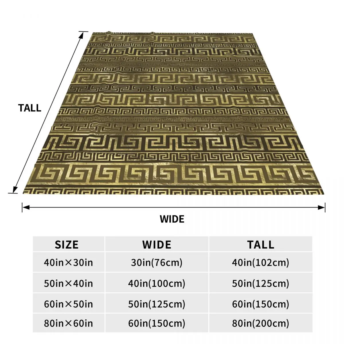 Greek Keys Meander Gold On Black Blanket Flannel Sofa Throw Blanket Multi-function for Home Bedroom Throws Bedspread Quilt