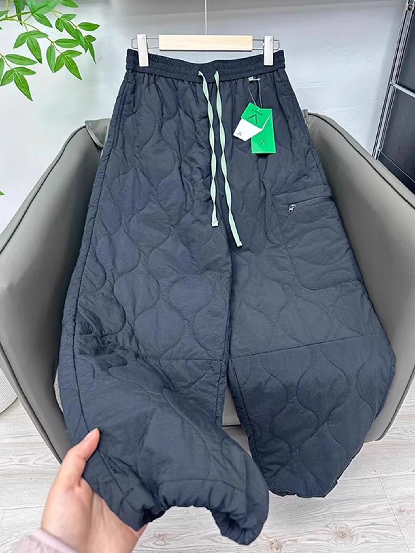 

Thiened Winter Outdoor Men's Casual Pants Bla Waterproof Bfled Cotton Pants Cold Resistant Warm Leisure Trousers