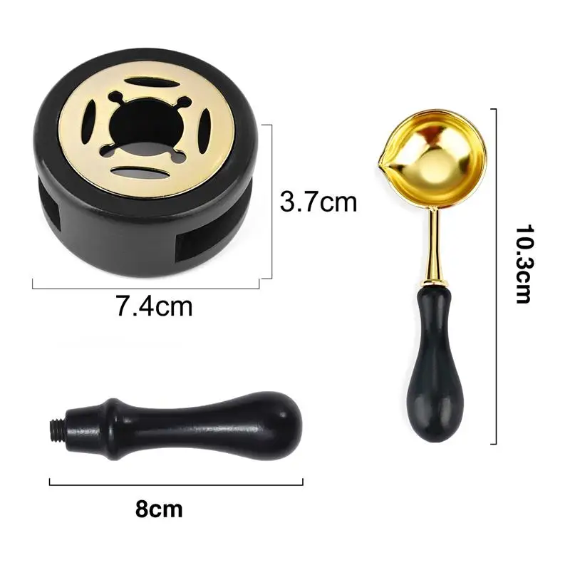 2/3pcs Wax Seal Stamp Set Solid Wood Wax Melting Furnace With Spoon 1 Set Of Wax Seal Melting Heater Wax Pot Bead Rod Heater