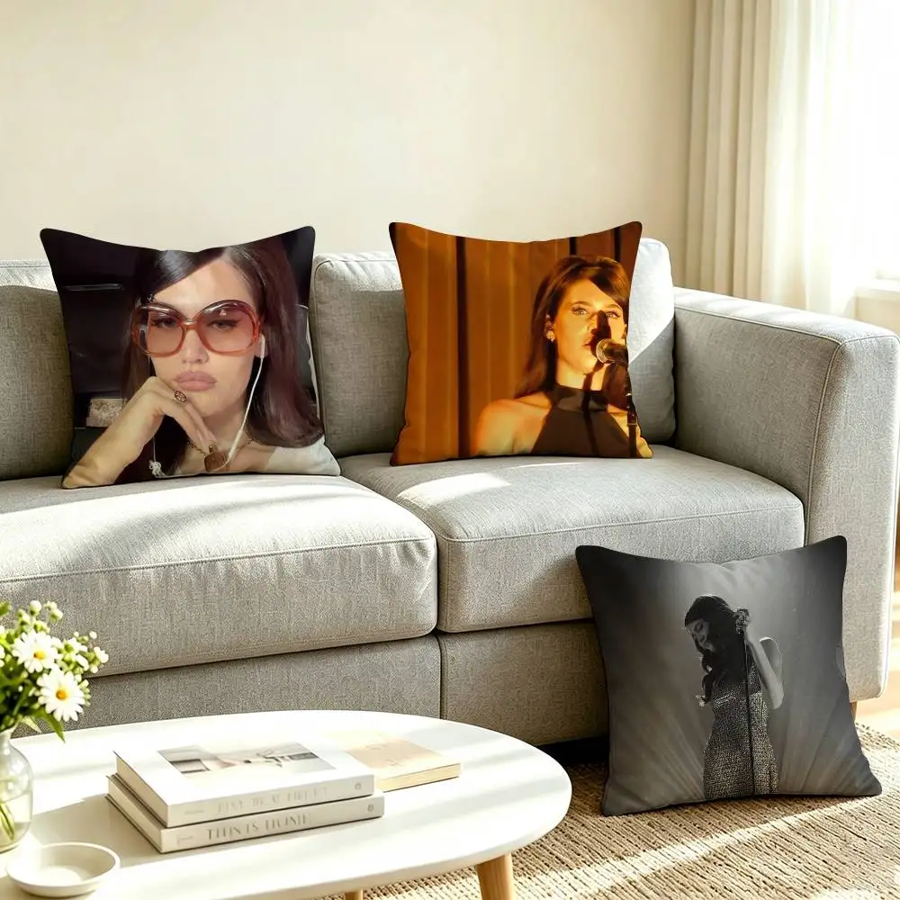S-Sienna Spiro Pop Singer Square Double-Sided printed Pillow Case Bedroom Bedside Pillow Sofa Cushion Cover
