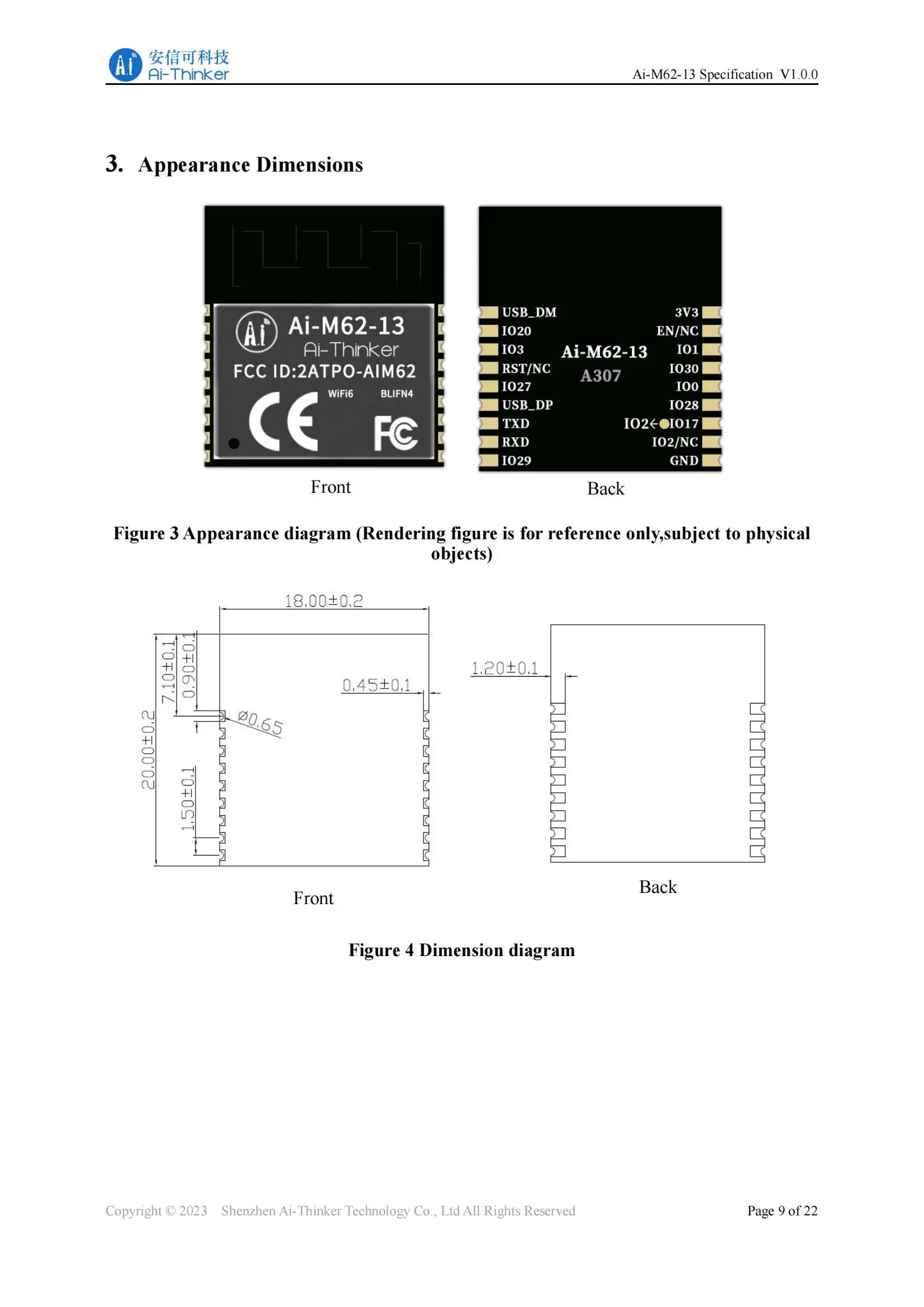 Ai-M62-12F Ai-M62-13 Ai-M62-M2-I Ai-M62-32S Kit Ai-M62-CBS Ai-M62-13U M2 M01L I WiFi 6 Bluetooth-c Ble 5,3 Wireless Modul Board – Detail 7