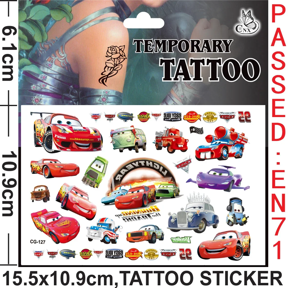 Autocollants de tatouage de voiture imperméables pour enfants, fournitures de fête d\'anniversaire, anime mignon, pluie Mcqueen, décoration pour