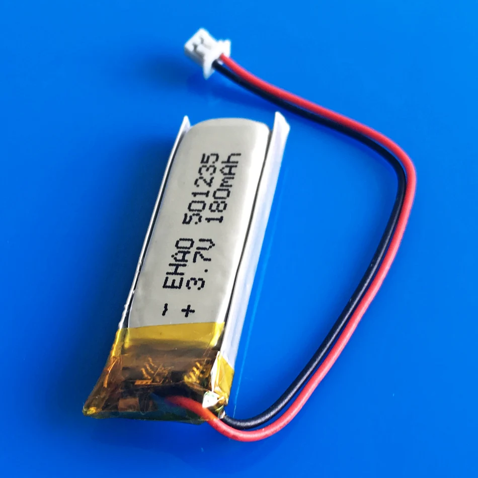 501235 3.7V 180mAh Lipo Lithium Polymer Rechargeable Battery With JST 1.25mm 2pin Connector For MP3 Bluetooth Headset Video Pen