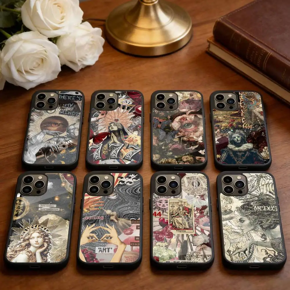 

Dark Ornate Collage Art Phone Case For iPhone 14,16,15,13,17,12,Plus,Pro,Max Magnetic For Magsafe Frosted Cover