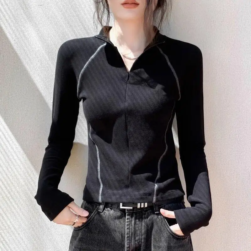 

Женская обтягивающая базовая рубашка для девочек, весенне-осенняя модная теплая одежда с длинными рукавами, универсальная мягкая базовая одежда, подарок для девочек на открытом воздухе