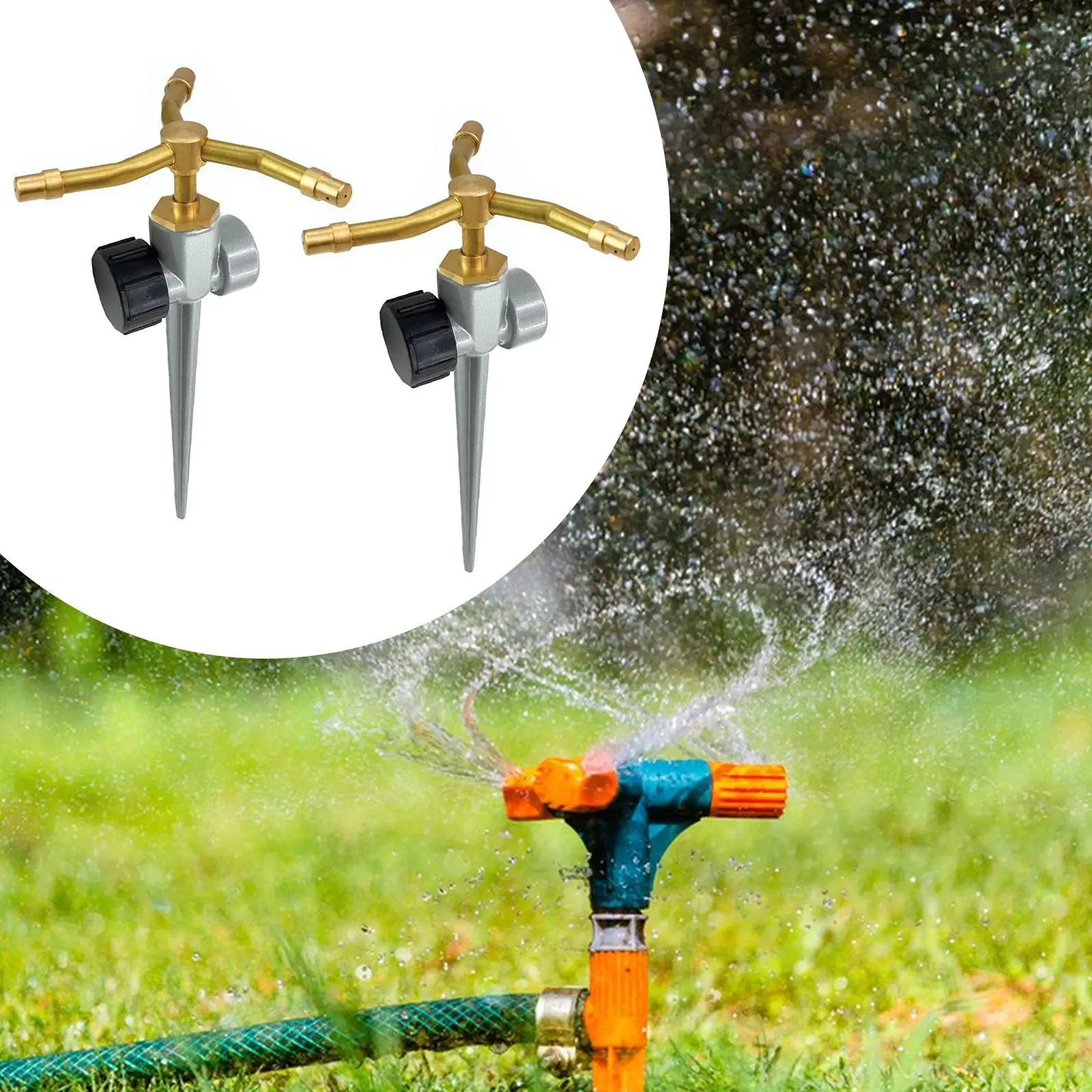 

2Pcs 3 Arm Metal Sprinklers for Large Yard Area Watering Large Area Coverage