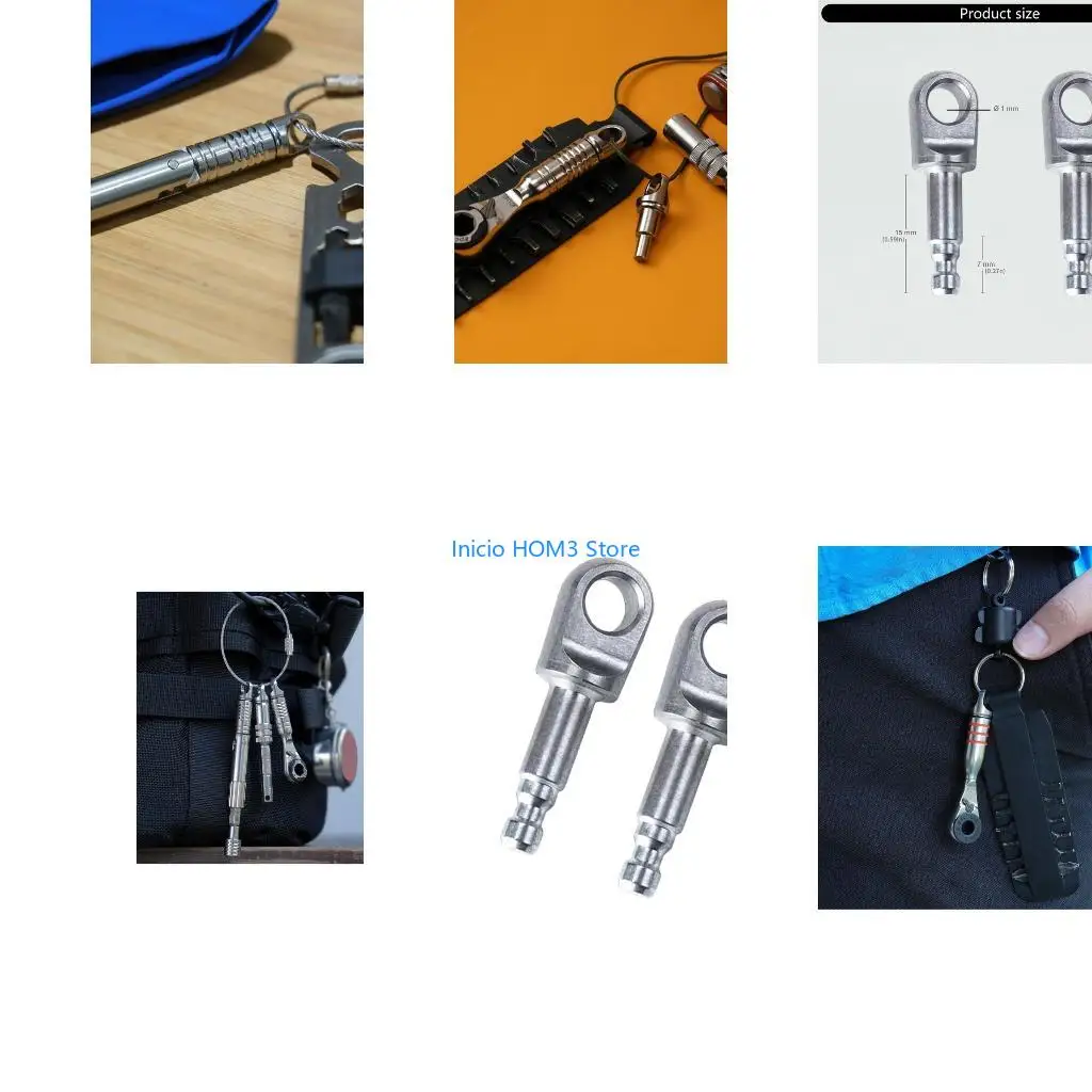 A5YD 2Pcs Keychains Connection for 1/4Inch and 4Mm Drill Bit Stainless Steel Keyrings Attachment