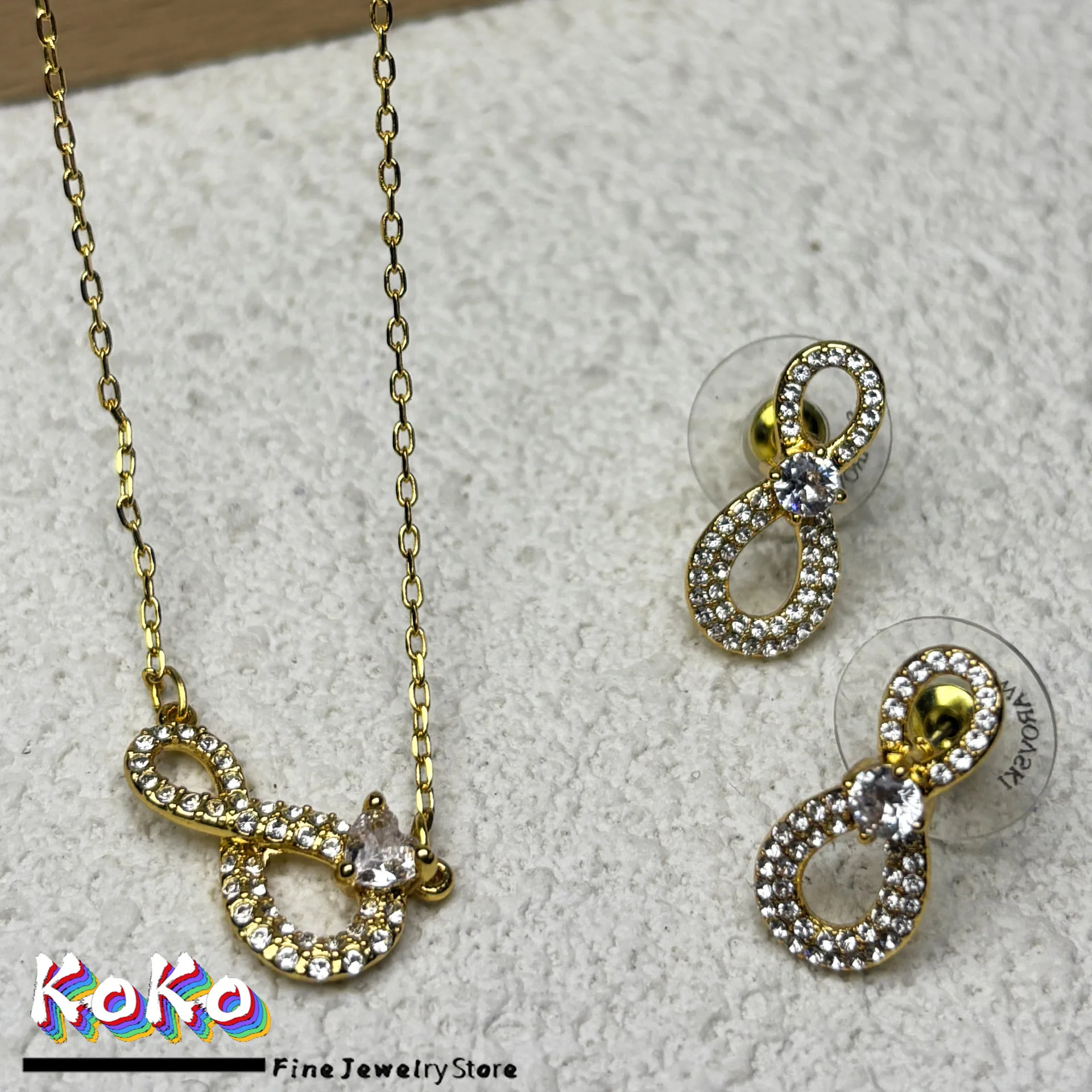 

Original 2025 New High Quality Fine Jewelry Set for Women Charms Infinity Necklace Spiral Ring 8 Earring Romantic Gift