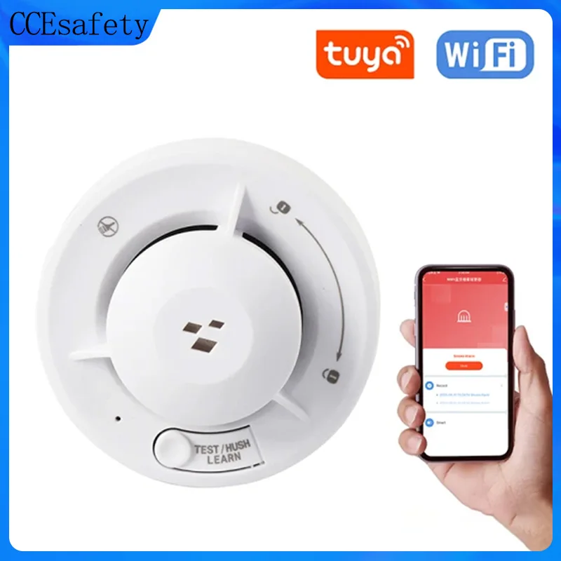 Tuya Rauchmelder Wifi Rauch Alarm Feuer Detektor Für Home Security Photoelektrischen Sensor 85dB AA Batterien Tuya Zubehör