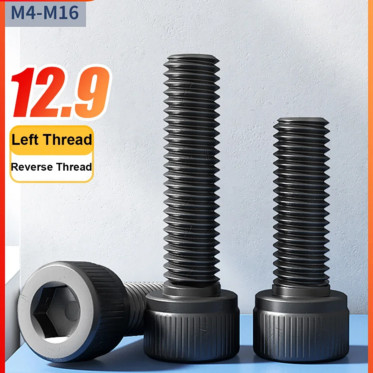 

1-10Pcs M4 M5 M6 M8 M10 M12 M16 12.9 Grade Steel Left Hand Thread Reverse Thread Hexagon Hex Socket Cap Head Screw Allen Blots