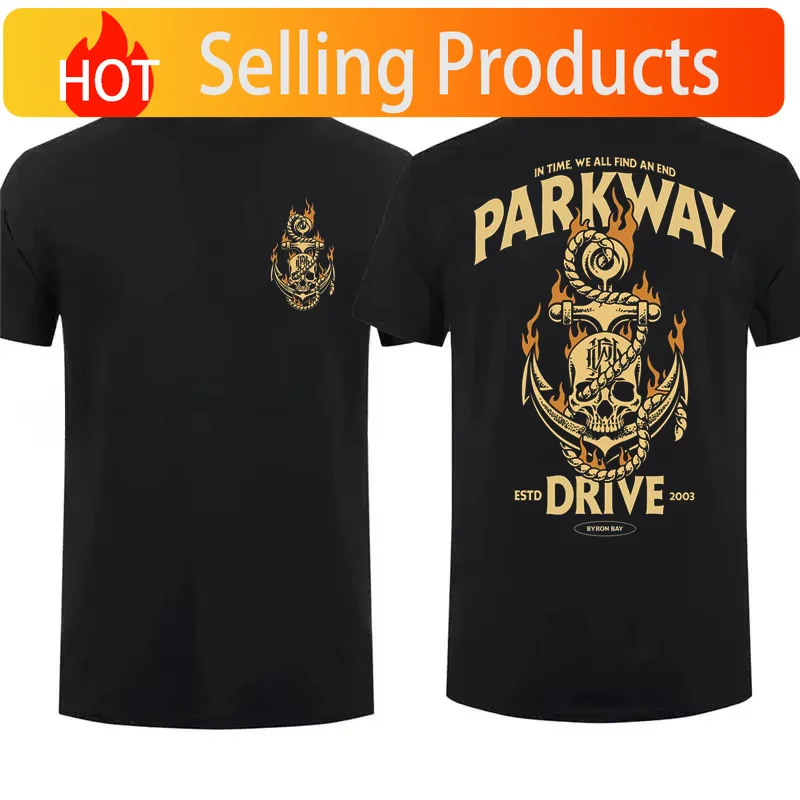 2025 Summer New Fashion Men's T Shirt Double-sided Vice Grip Black By Parkway Drive Oversized Graphic Youth Cloth Streetwear Tee