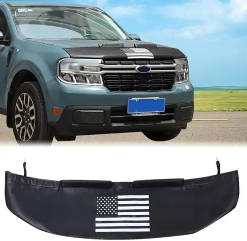 

Car Hood Protector for Maverick 2022-2025 - Black Leather Bra with American Flag Design