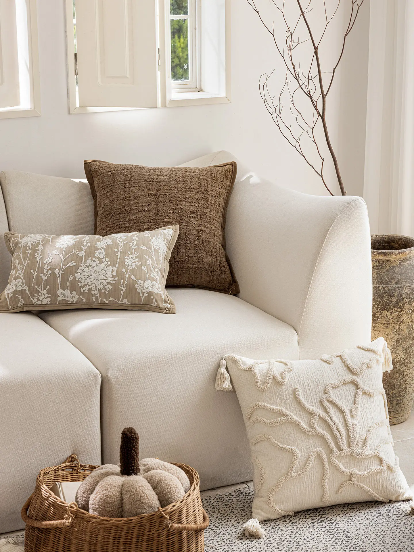 Countryside Floral Pillow Oatmeal American Style Sofa Cushion Bedroom Window  Living Room Couch Backrest Pillow