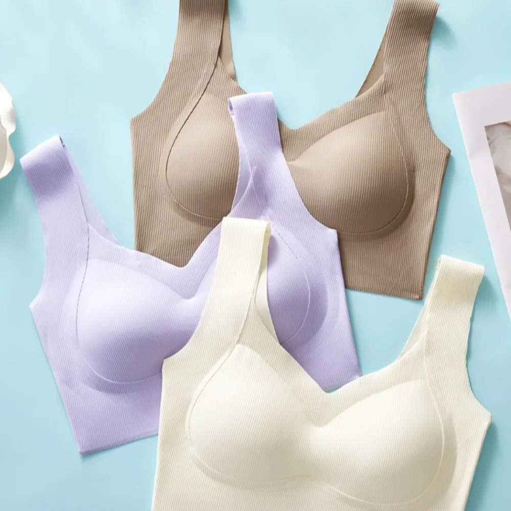 

Adjustable Large Size Wireless Deep V Bra Close-fitting Anti-sagging Brassiere for Women Lingerie No Trace Seamless Bra Girls