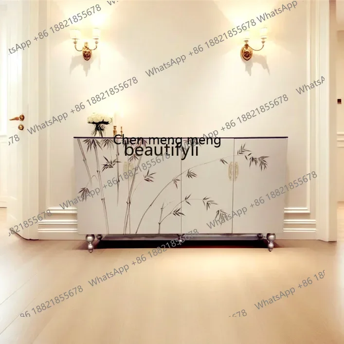 B178 New Chinese-style entrance cabinet American solid wood champagne-colored dining side cabinet Hotel decorative cabinet2936