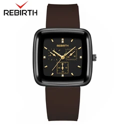 Fashion REBIRTH Top Brand Silicone Band Wrist Watches Top Brand Luxury Ladies Square Wrist Watches Quartz Clock relogio feminino