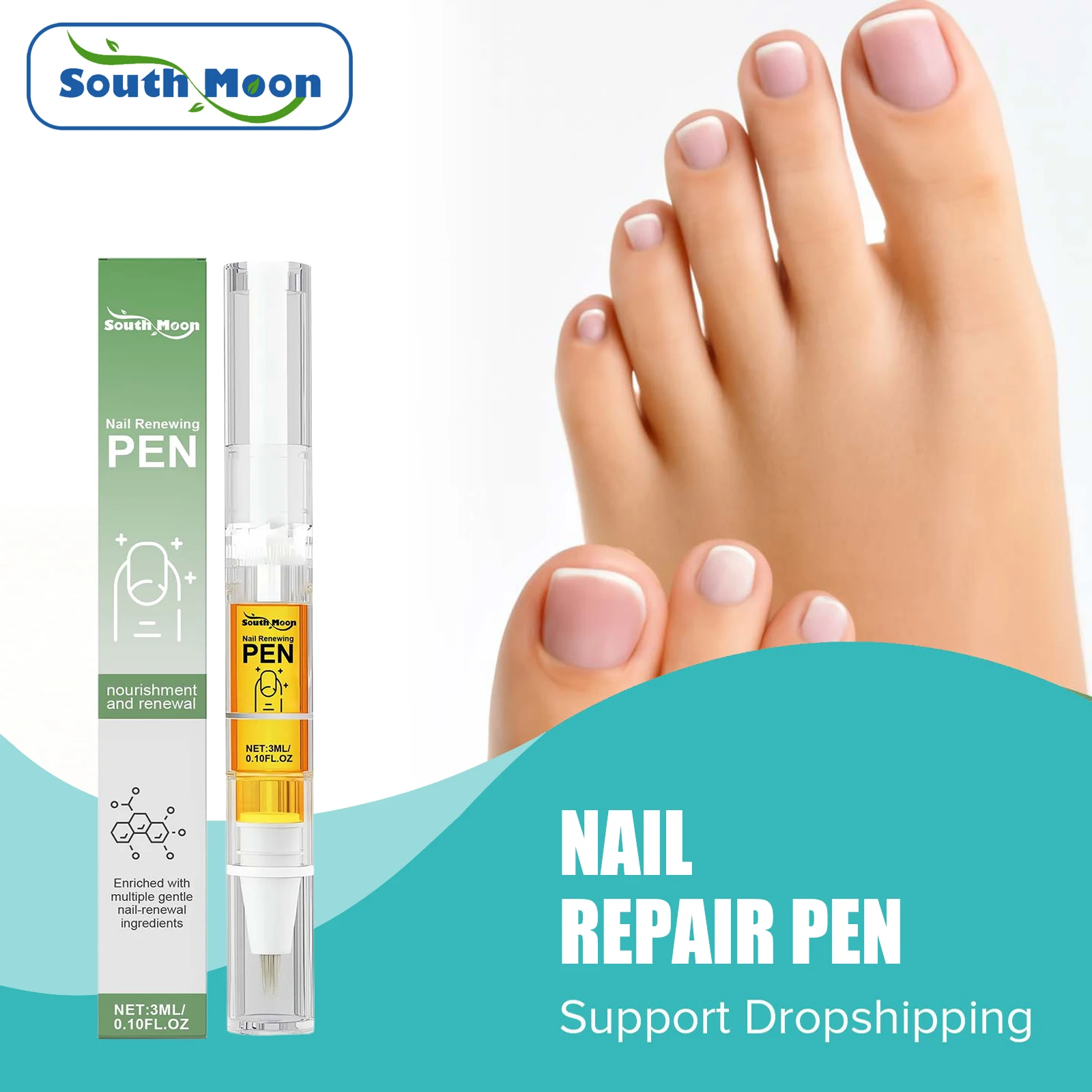 

​South Moon Nail Fungus Repair Pen Remove Onychomycosis Paronychia Reduce Toe Infection Brighten Nail Hand Foot Nail Care Liqui