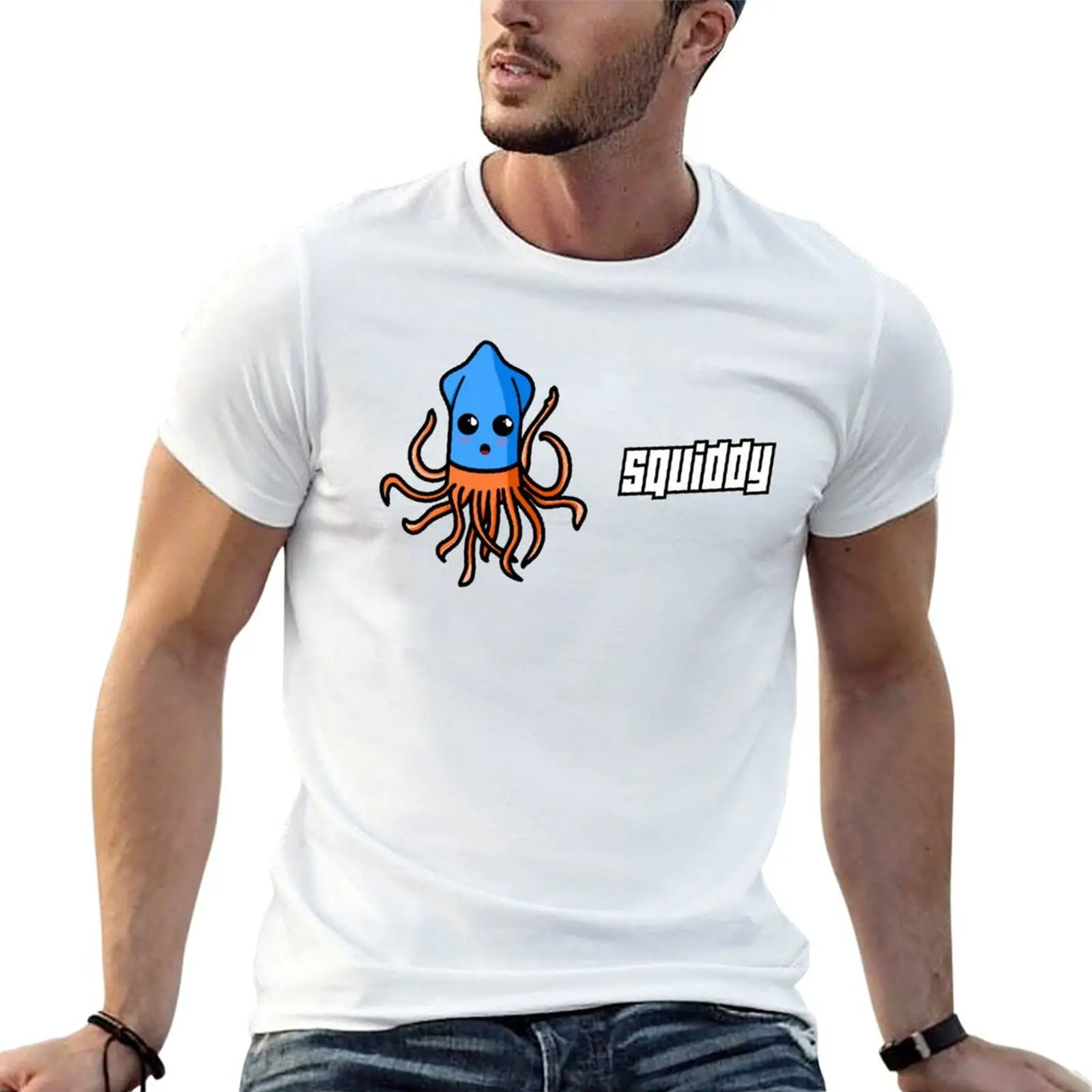 Camiseta Squiddy, camisetas de anime, camisetas oversize para hombre, camiseta de algodón negra, camiseta lisa de algodón para hombre, paquete de camisetas