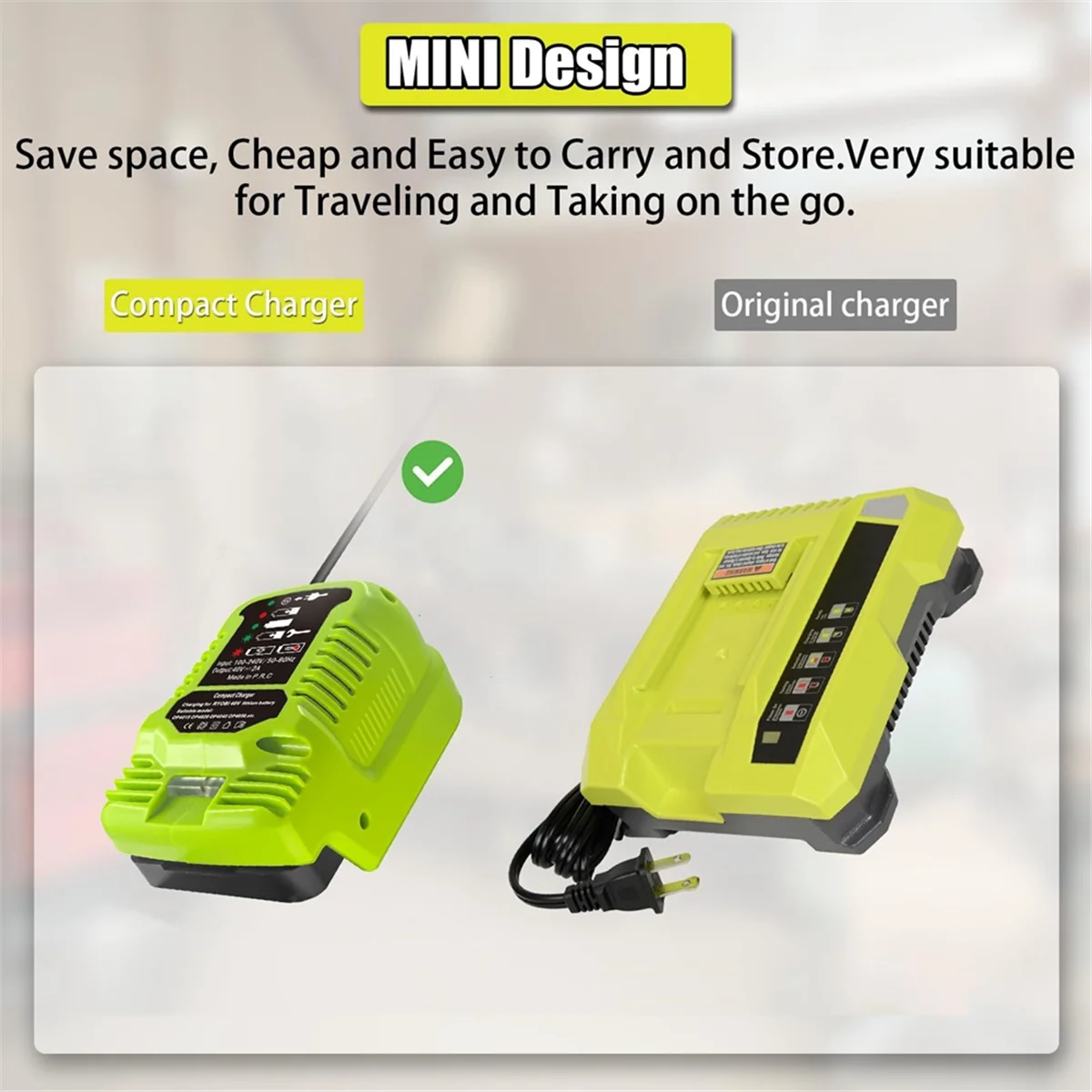【Hot-Selling!】Mini Charger for Ryobi 40V Battery Charger OP4040 OP4050 OP4050A OP40601 OP4026 OP4015 OP4030 Fast Charger US Plug