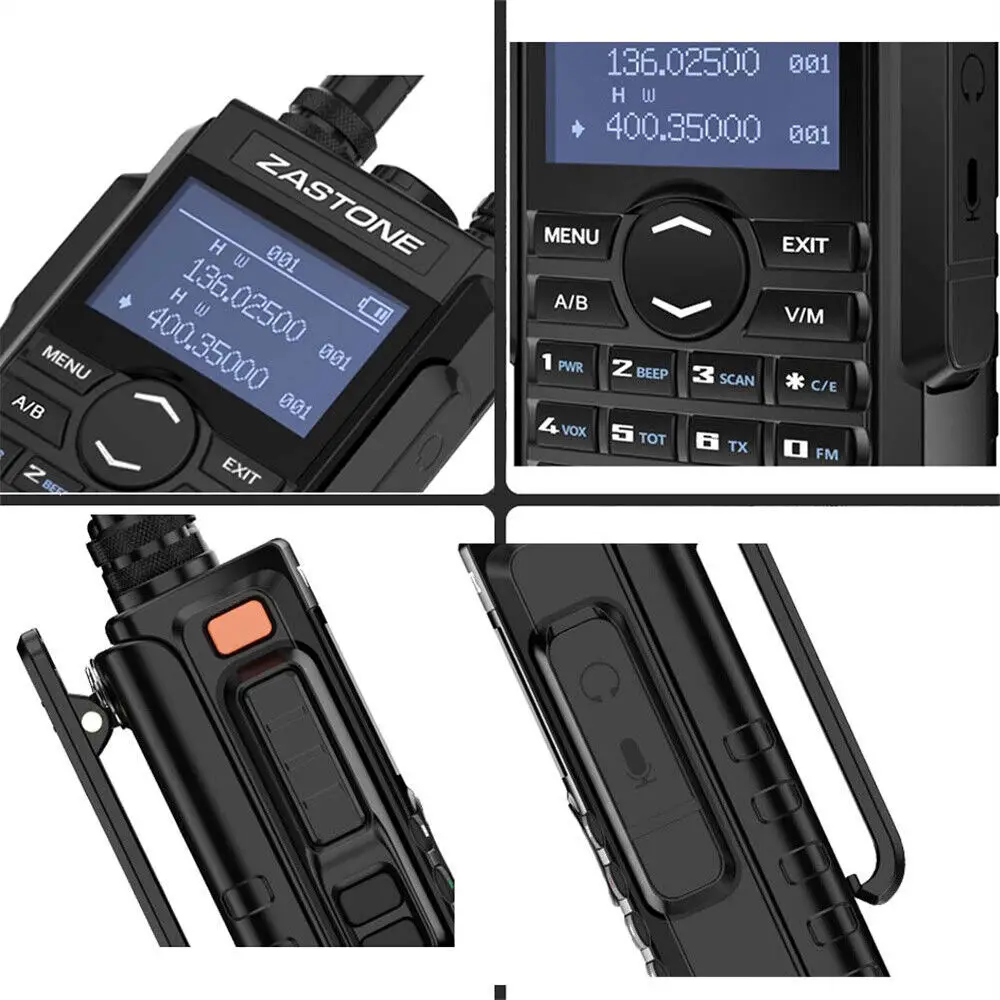 Novo zastone m7 walkie talkie banda dupla vhf/uhf 136-174/400-480mhz 128ch 5w fm vox rádio em dois sentidos portátil