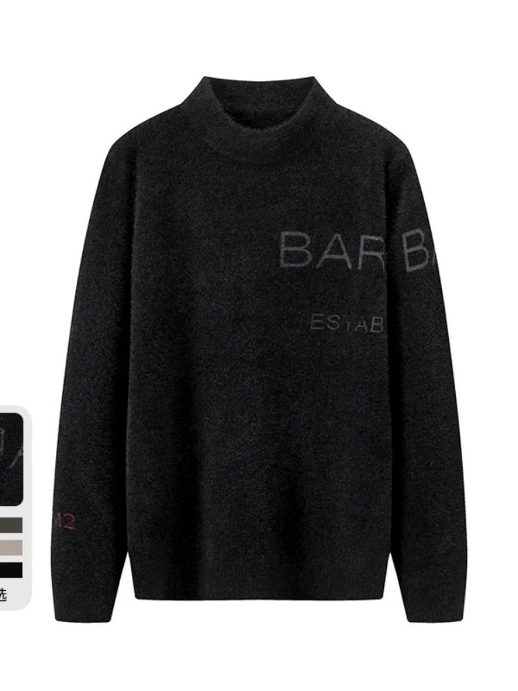 

Удобный мужской трикотажный свитер с высоким воротником, облегающий крой, осенне-зимний, модный, молодежный, повседневный, с длинным рукавом