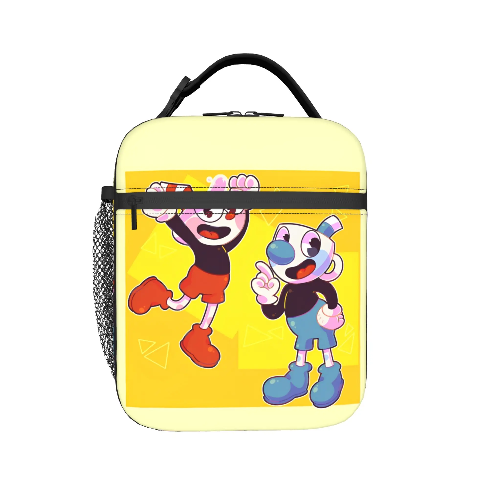 Cupheads Mugman Video Game Insulated Lunch Bag Cooler Bag Reusable,Lunch Container  Large Tote Lunch Box Food Handbags
