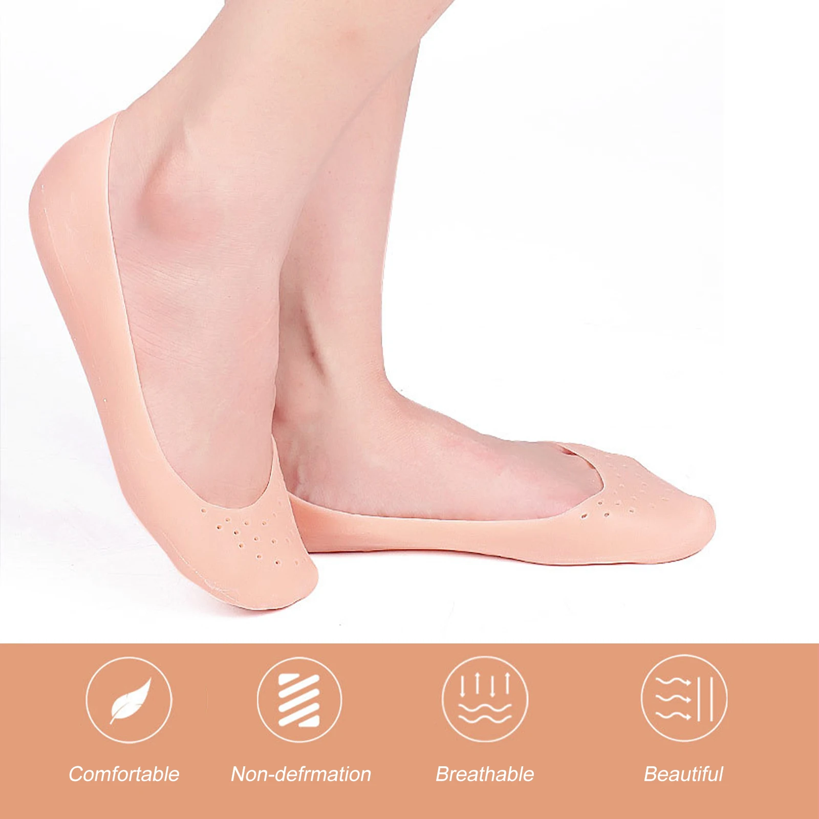 

2pcs Moisturizing Covers Anti-Cracking Socks Sebs Elastic Stretchy Boat Footwear Daily Home Use Foot Care Socks Comfortable