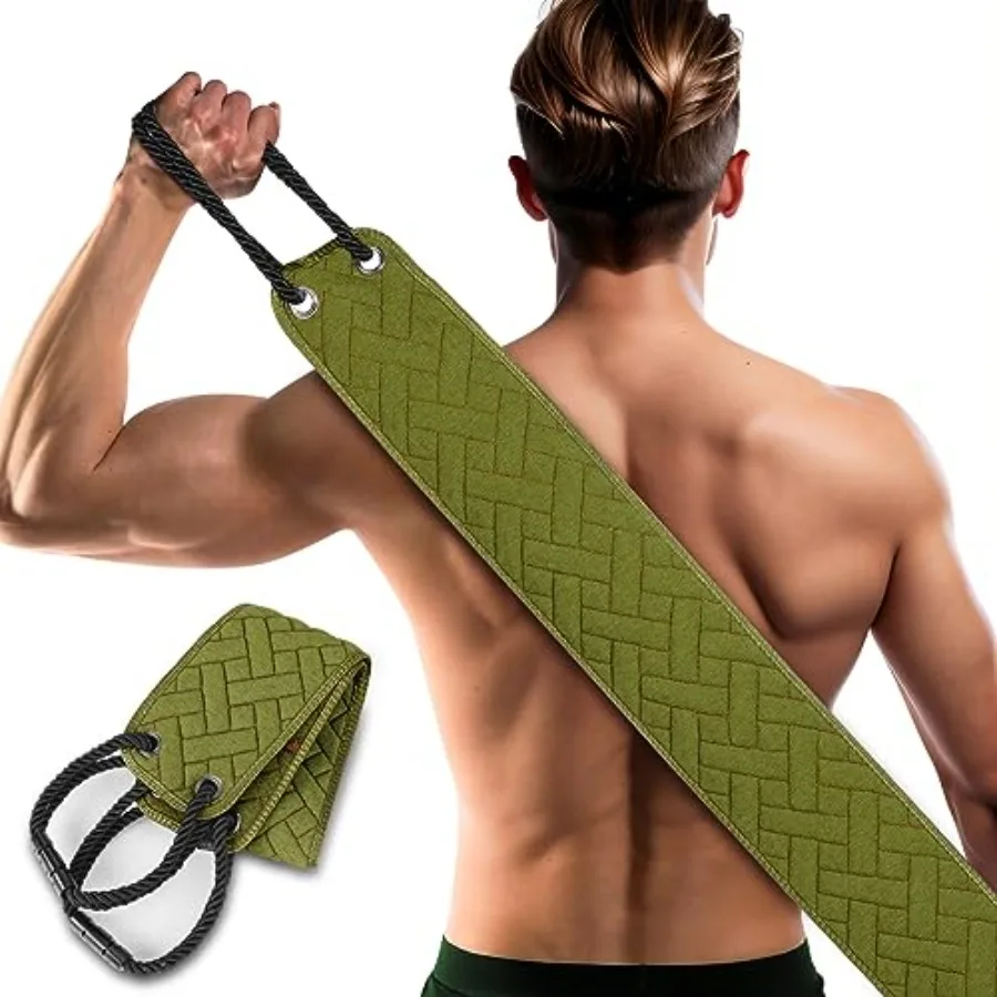 

Отшелушивающая мочалка для спины с улучшенными ручками, 38,5 дюймов, двусторонняя, для душа и ванны, отшелушивающая салфетка для тела