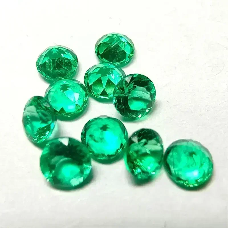 Top Lab Grown Columbia Emerald Round Shape Hydrothermal Gemstone Hand-cut Natural Color Charms for Diy Jewelry Making Materials