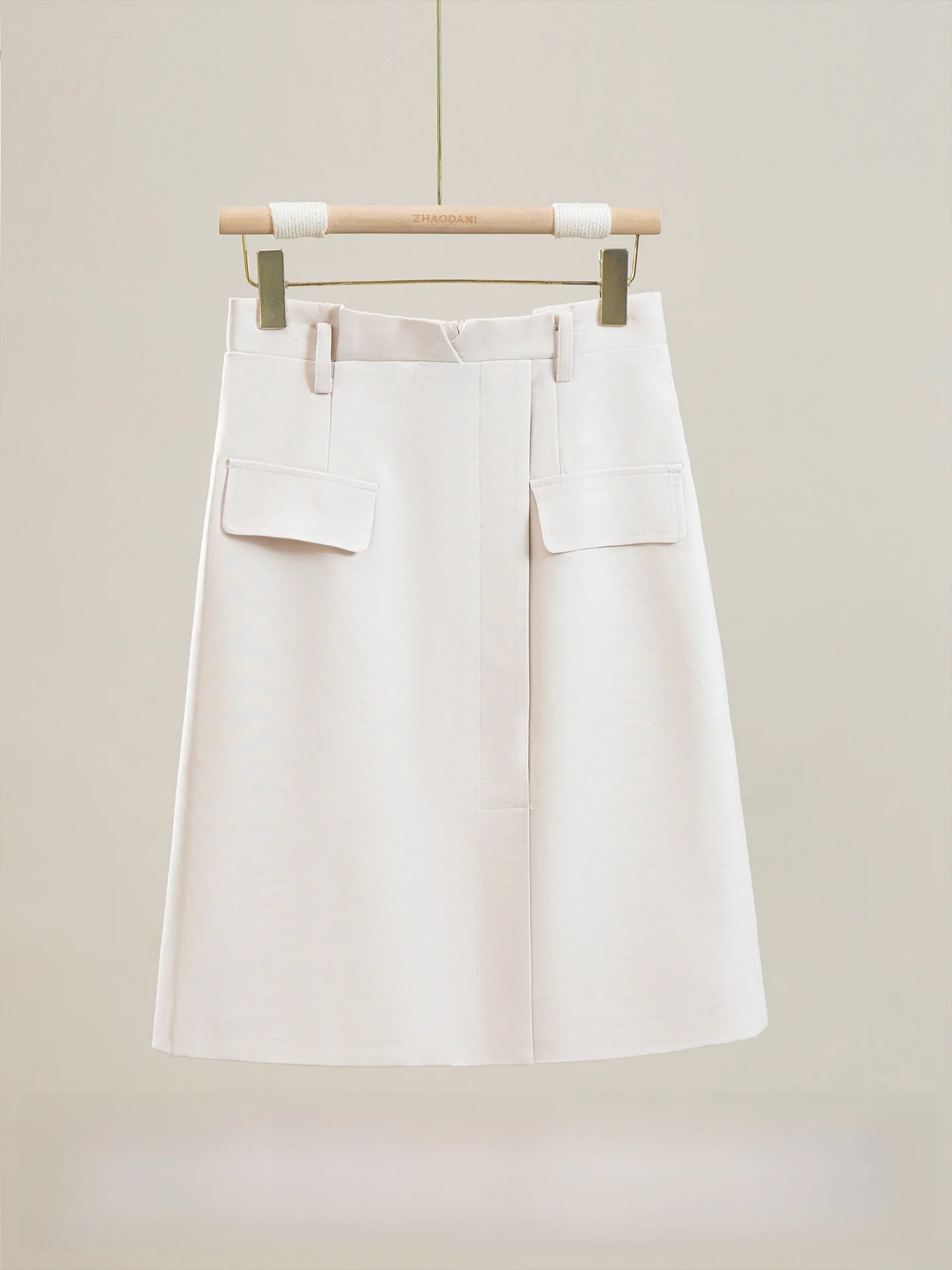 

Elegant High Waist A-Line Skirt with Decorative Bag Cover Design for Casual And Commuting Occasions Ladies' Fashion