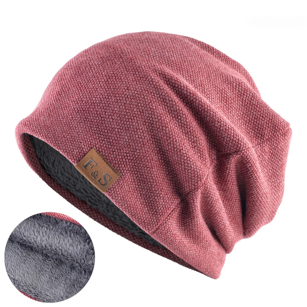 Gorros de punto con etiqueta decorativa para hombre y mujer, gorros holgados, con forro de piel, cálidos, Unisex