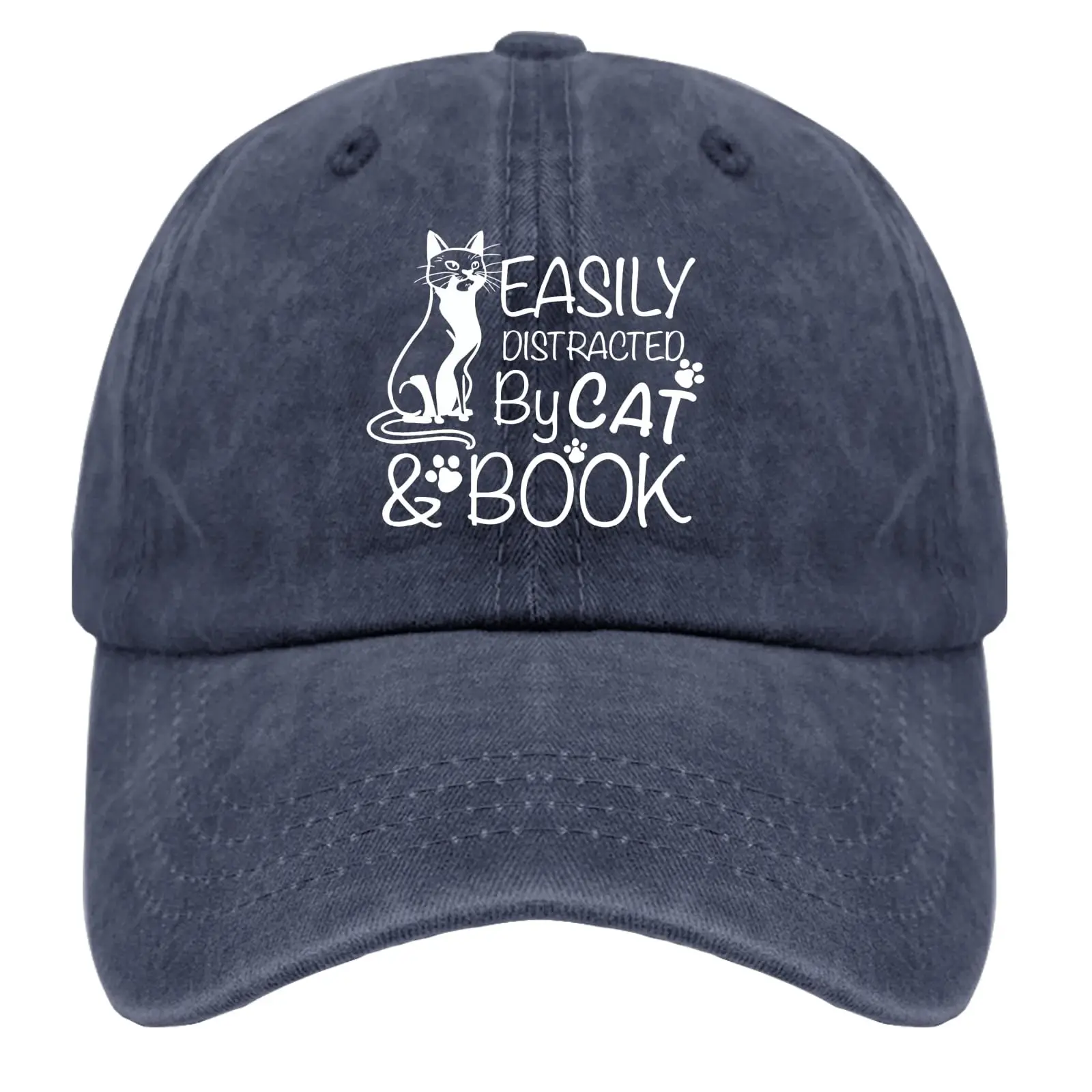 

2026 Easily Distracted by Cats and Books Cap Mountain Hat Pigment Black Gifts for Daughter Baseball Hat