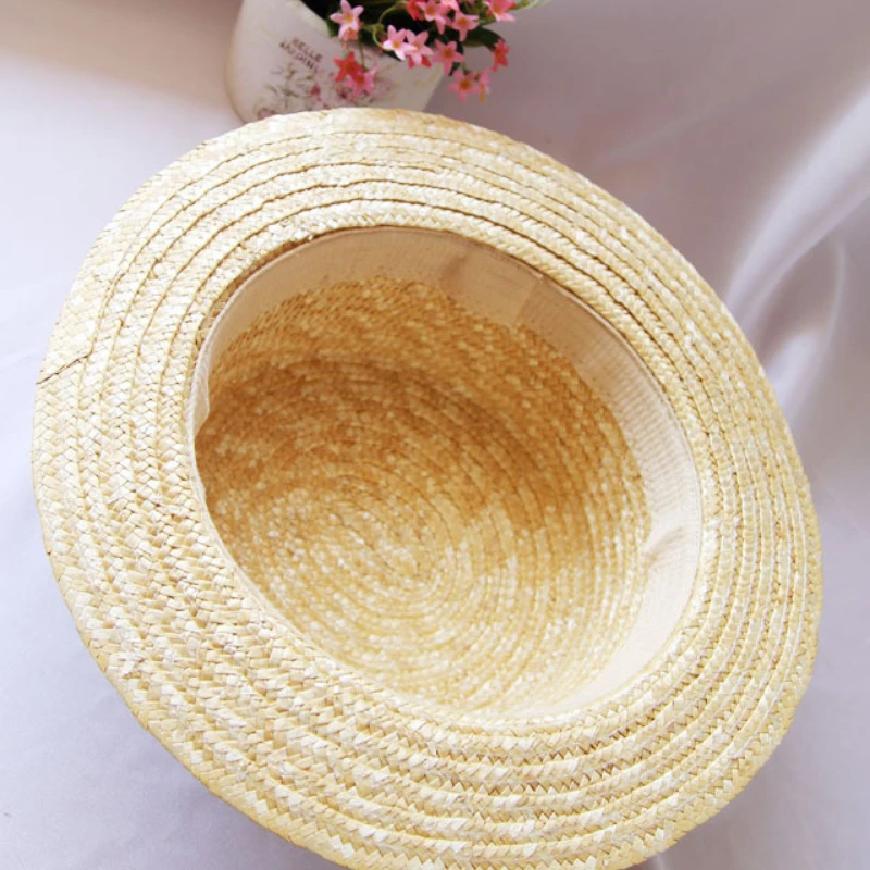 Summer Sun Hat Women Panama Hat Lady Boater Beach Hat Wide Side Female Classic Flat Bowknot Straw Sun Hat Women Fedora