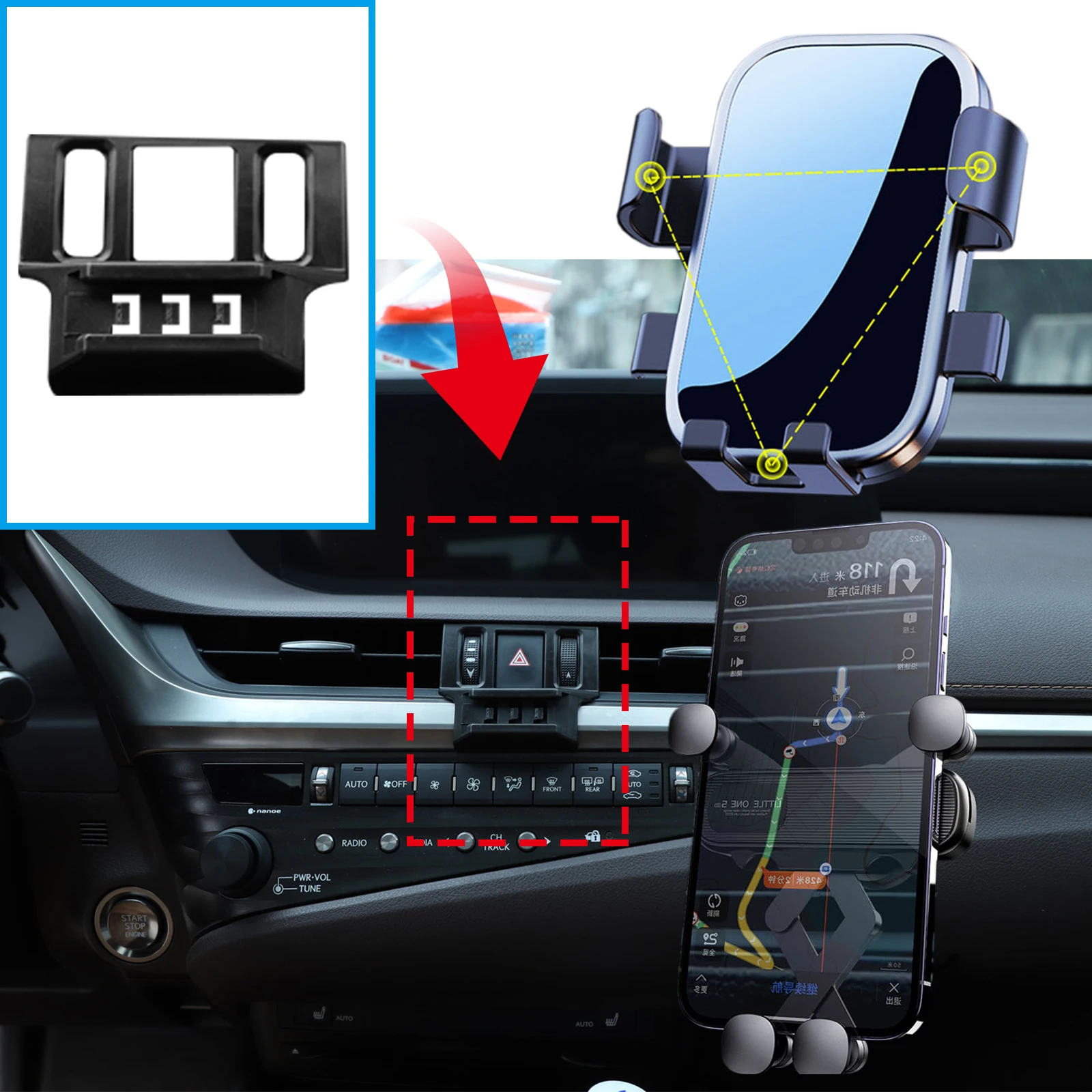 Car Mobile Phone Holder Fit for Lexus ES 200 300H 250 350 2018 2019 2020 GPS Bracket Navigation Stand Auto Accessories