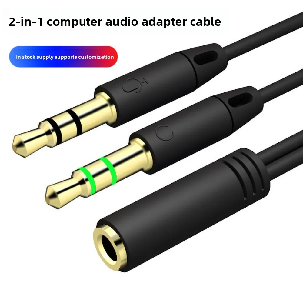 New Phone Microphone1/2Audio Adapter Cable-Headphone Conversion3.5 2-in-1Splitter for Computer/Headset Durable for PhonesLaptops