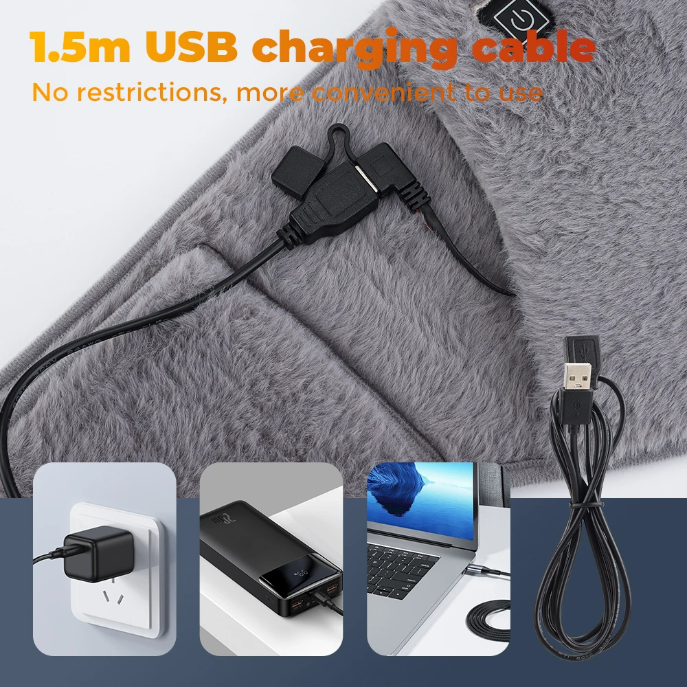 Electric Heating Belt Uterus Hand Warmer Winter Heater Waist Warmers Hot Compression Abdominal Lumbar Graphene Heated Pad Gray