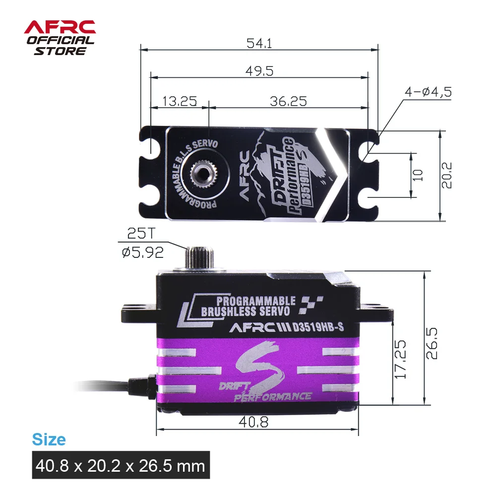 AFRC-D3519HB-S Purple Programmable HV Brushless Low Profile Servo For YOKOMO HSP 1/18,1/10, Drift RC Car DIY Assembly Upgrading