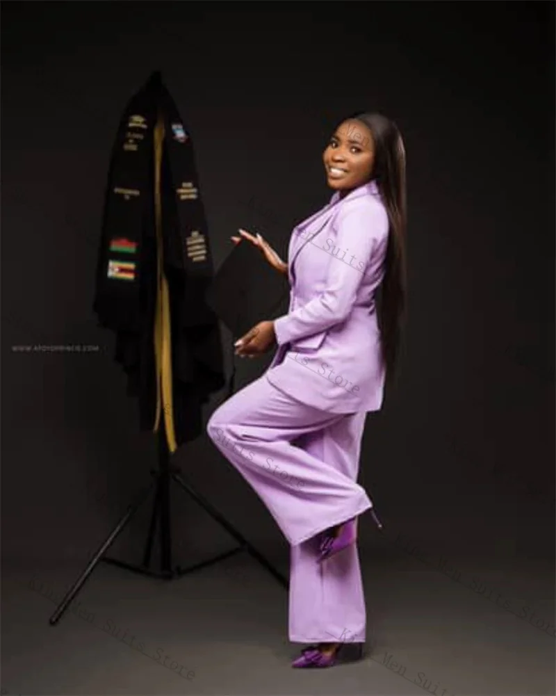 

Purple Women Suits Set 2 Piece Blazer+Pants Trousers Cotton Customized Formal Office Lady Jacket Wedding Tuxedo Prom Coat