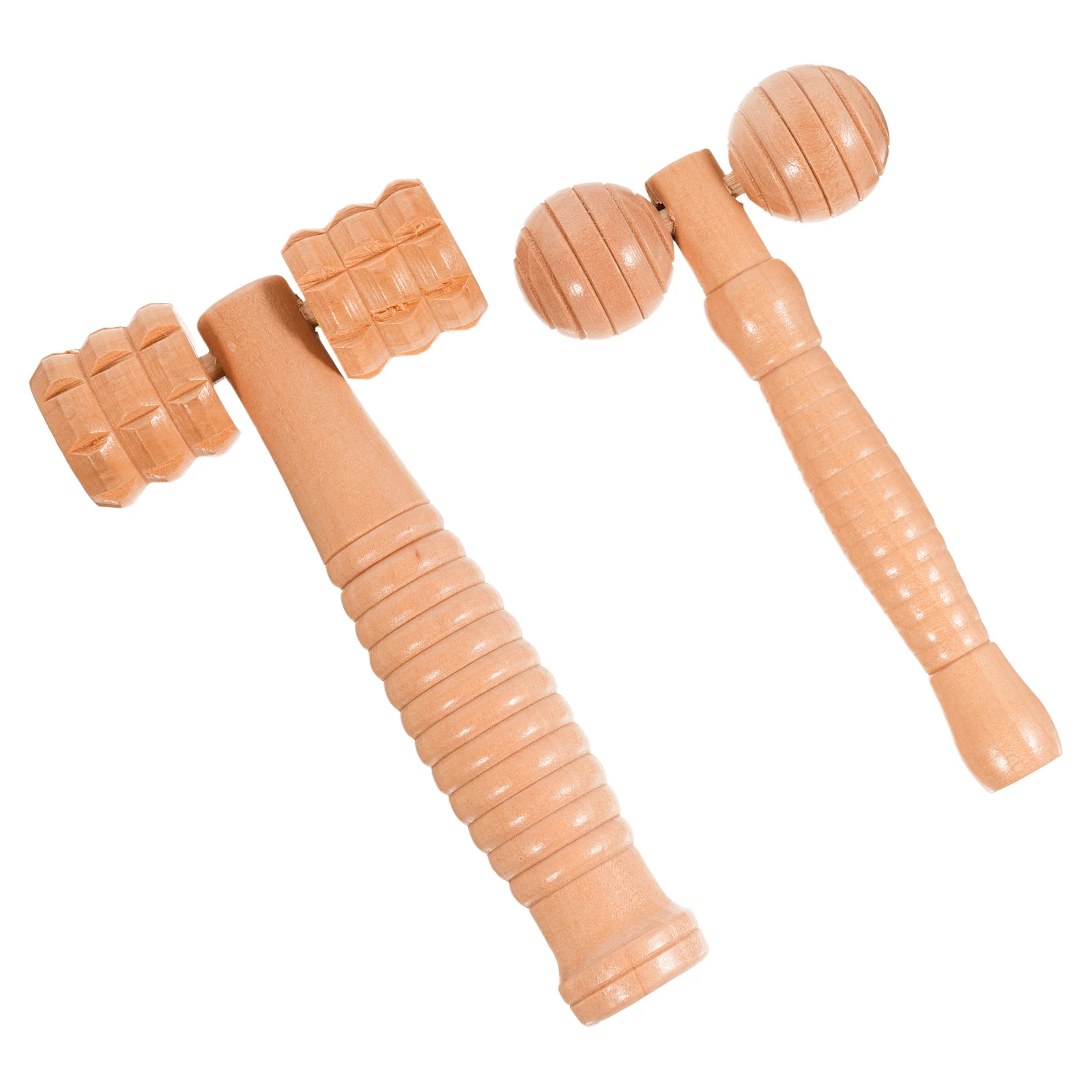 

2pcs Wooden Massager Handheld Roller Facial Body Foot Scalp Portable Durable Tools Family Use Manual Massage Relief