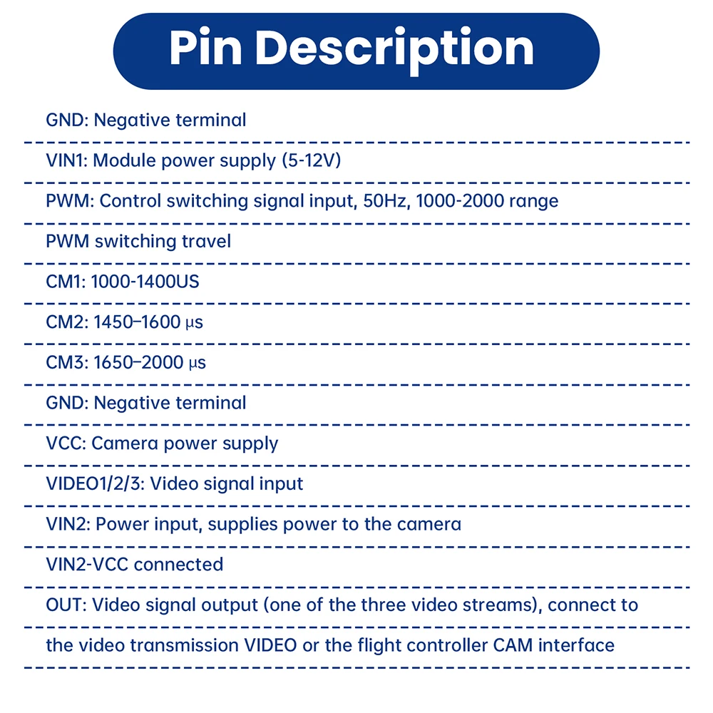 DC 5-12V 2/3-Kanal Video-Schaltermodul 2/3-Wege Video-Schalter PWM-Steuerung für FPV-Drohnen-UAV-Zubehör – Detail 9