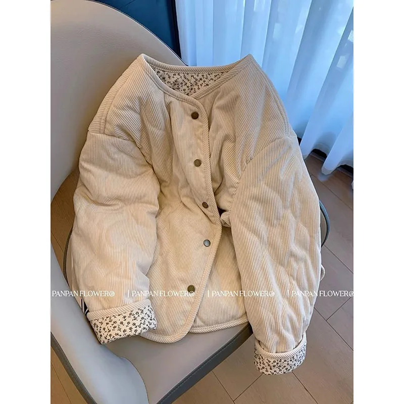 

Куртка-пуховик женская зимняя новая свободного кроя в корейском стиле, с мозаичным цветочным узором и ромбовидным плетением, на хлопковой подкладке