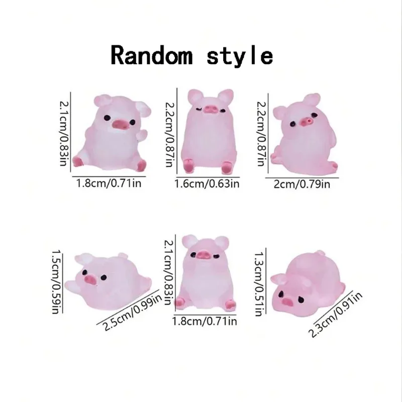 6/30/1Box Luminous Pig Design Glow in The Dark Creative Mini Pink Pig Miniature for Garden Landscape Home Decoration