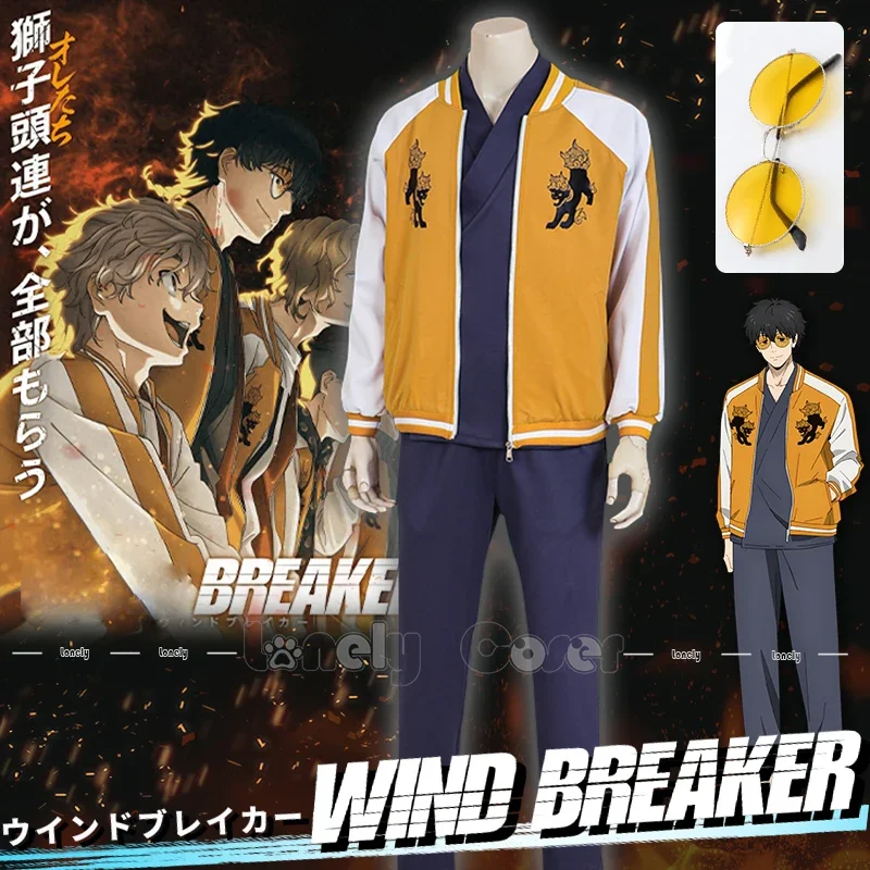 

Jo Togame Cosplay Costume Anime WIND BREAKER Shishitoren Kimono Uniform Jacket Sweater Glasses Choji Tomiyama Halloween