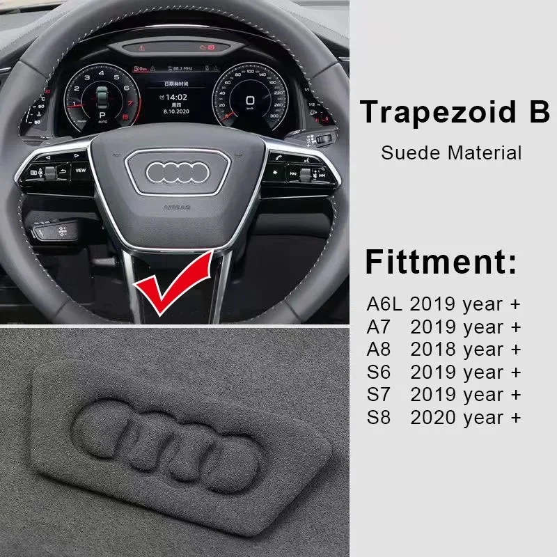 Für Audi A3 A4 A6 A7 A8 S6 S7 S8 Q3 Q5 Q7 Q8 S5 RS6 RS7 Lenkrad Emblem Dekoration Wildleder Panel Aufkleber Innen Zubehör