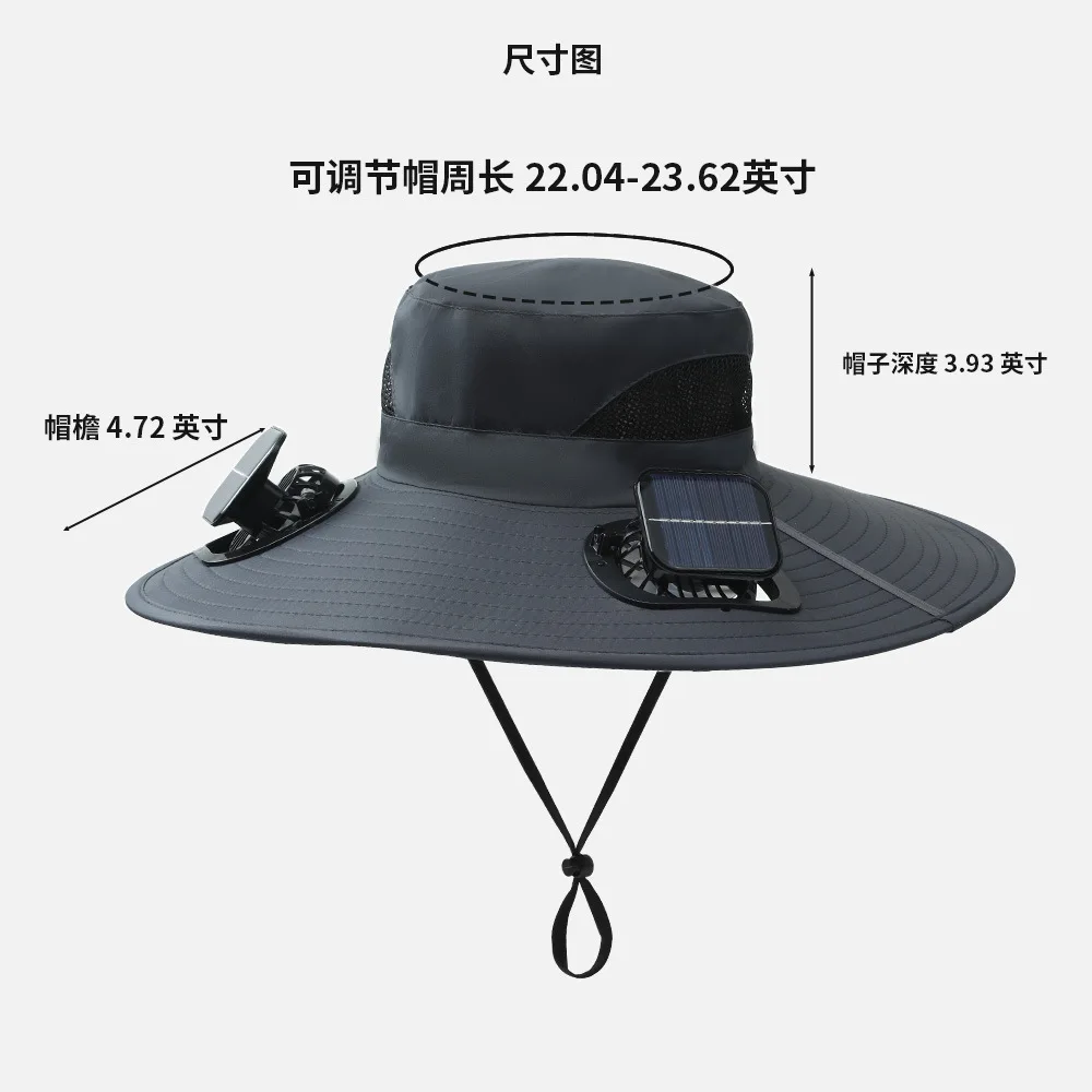 Battery Fan Solar Charging Large Wind Fisherman Air Conditioning Sun Cap